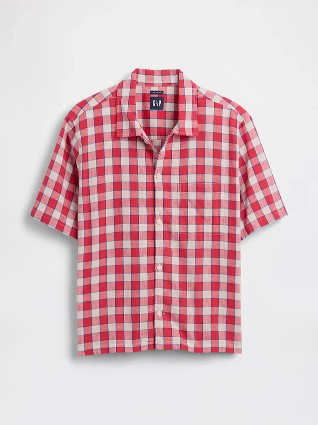 Camisas holgadas de lino y algodón con dobladillo recto