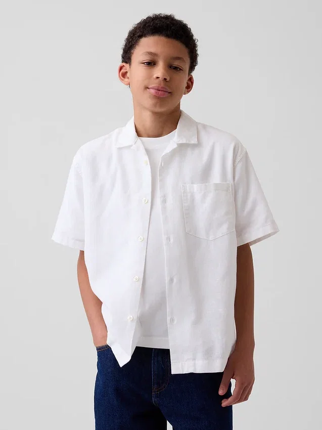 Camisas holgadas de lino y algodón para niños