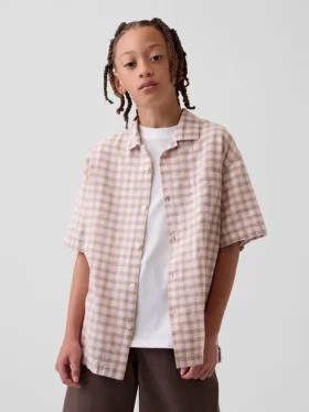 Camisas holgadas de lino y algodón para niños