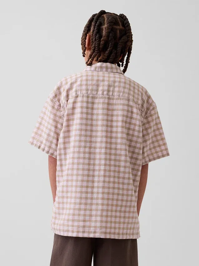 Camisas holgadas de lino y algodón para niños