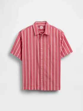 Camisas infantiles de popelín de algodón orgánico con rayas y corte holgado