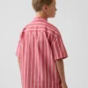 Camisas infantiles de popelín de algodón orgánico con rayas y corte holgado