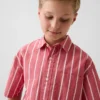 Camisas infantiles de popelín de algodón orgánico con rayas y corte holgado