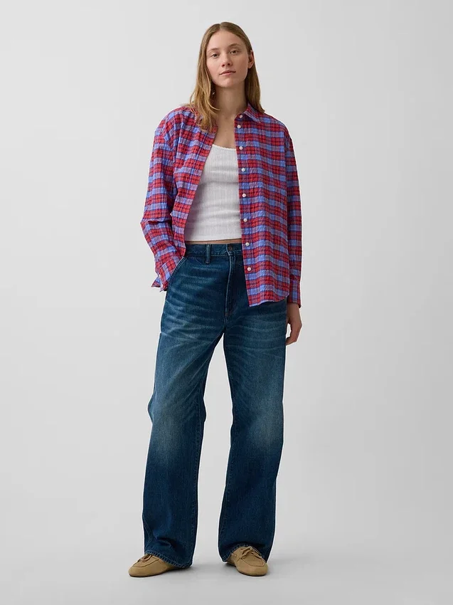 Camisas oversize a cuadros de seersucker