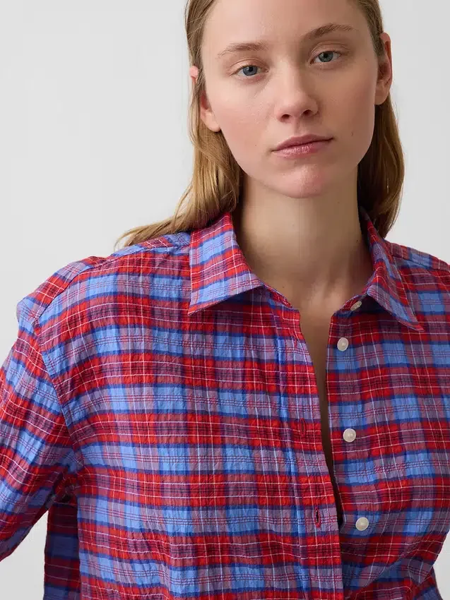 Camisas oversize a cuadros de seersucker