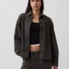 Camisas oversize de felpa francesa gruesa con botones en el frente