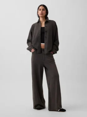 Camisas oversize de felpa francesa gruesa con botones en el frente