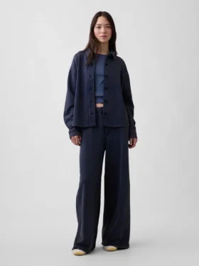 Camisas oversize de felpa francesa gruesa con botones en el frente