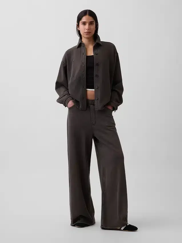 Camisas oversize de felpa francesa gruesa con botones en el frente