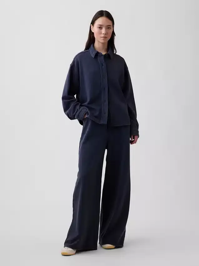 Camisas oversize de felpa francesa gruesa con botones en el frente