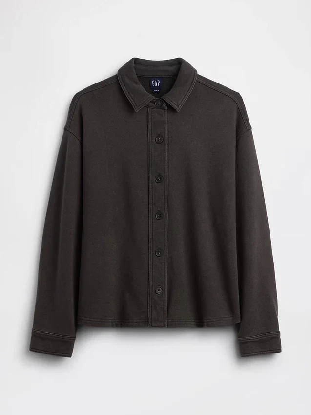 Camisas oversize de felpa francesa gruesa con botones en el frente
