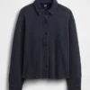 Camisas oversize de felpa francesa gruesa con botones en el frente