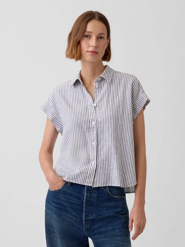 Camisas oversize de mezcla de lino