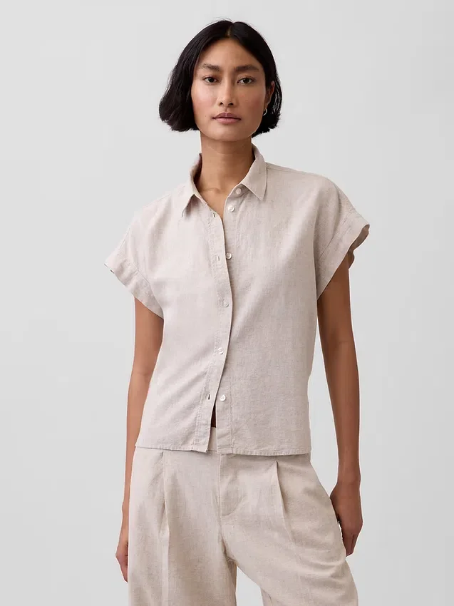 Camisas oversize de mezcla de lino