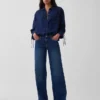 Camisas oversize de mezclilla con mangas fruncidas