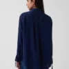 Camisas oversize de mezclilla con mangas fruncidas