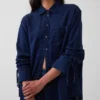 Camisas oversize de mezclilla con mangas fruncidas