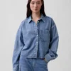 Camisas oversize de mezclilla ultrasuave con dobladillo recto y corte corto