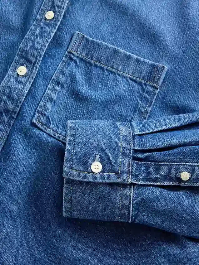 Camisas oversize de mezclilla ultrasuave con dobladillo recto y corte corto