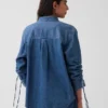 Camisas oversize de mezclilla ultrasuaves con mangas fruncidas