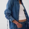 Camisas oversize de mezclilla ultrasuaves con mangas fruncidas