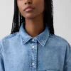Camisas oversize de mezclilla ultrasuaves con mangas fruncidas