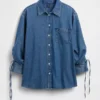 Camisas oversize de mezclilla ultrasuaves con mangas fruncidas