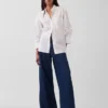 Camisas oversize de popelín de algodón orgánico con mangas fruncidas