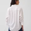 Camisas oversize de popelín de algodón orgánico con mangas fruncidas