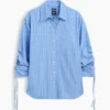Camisas oversize de popelín de algodón orgánico con mangas fruncidas