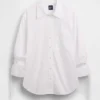 Camisas oversize de popelín de algodón orgánico con mangas fruncidas