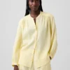 Camisas oversize sin cuello de gasa de algodón