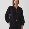 Camisas oversize sin cuello de gasa de algodón