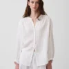 Camisas oversize sin cuello de gasa de algodón