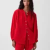 Camisas oversize sin cuello de gasa de algodón