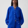 Camisas oversize sin cuello de gasa de algodón
