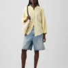 Camisas oversize sin cuello de gasa de algodón