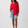 Camisas oversize sin cuello de gasa de algodón