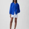 Camisas oversize sin cuello de gasa de algodón
