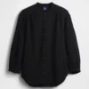 Camisas oversize sin cuello de gasa de algodón