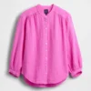 Camisas oversize sin cuello de gasa de algodón