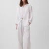 Camisas oversize sin cuello de gasa de algodón