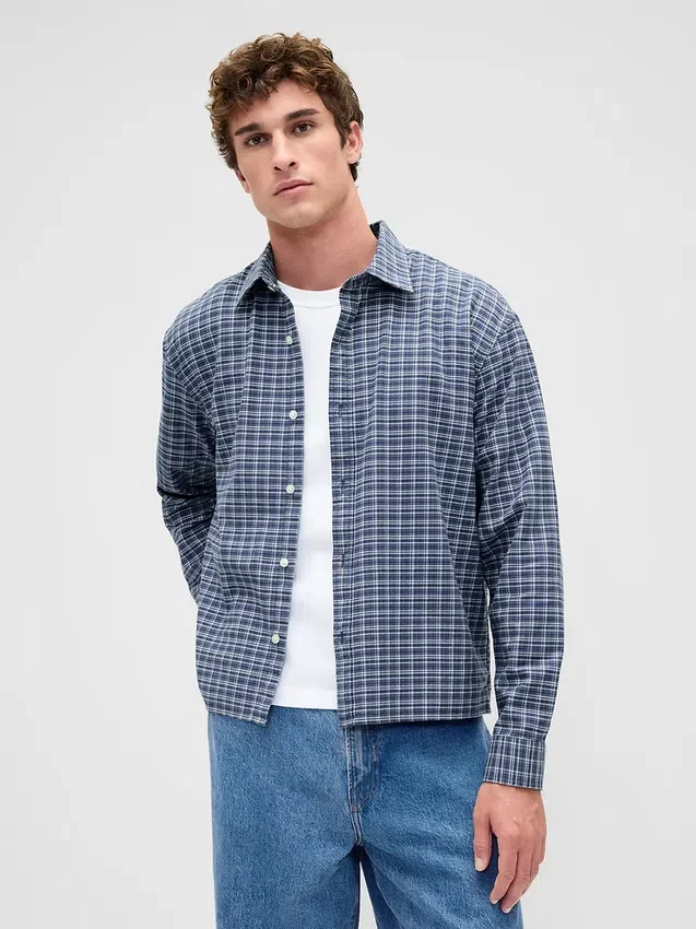 Camisas Oxford de corte relajado y largo corto con dobladillo recto