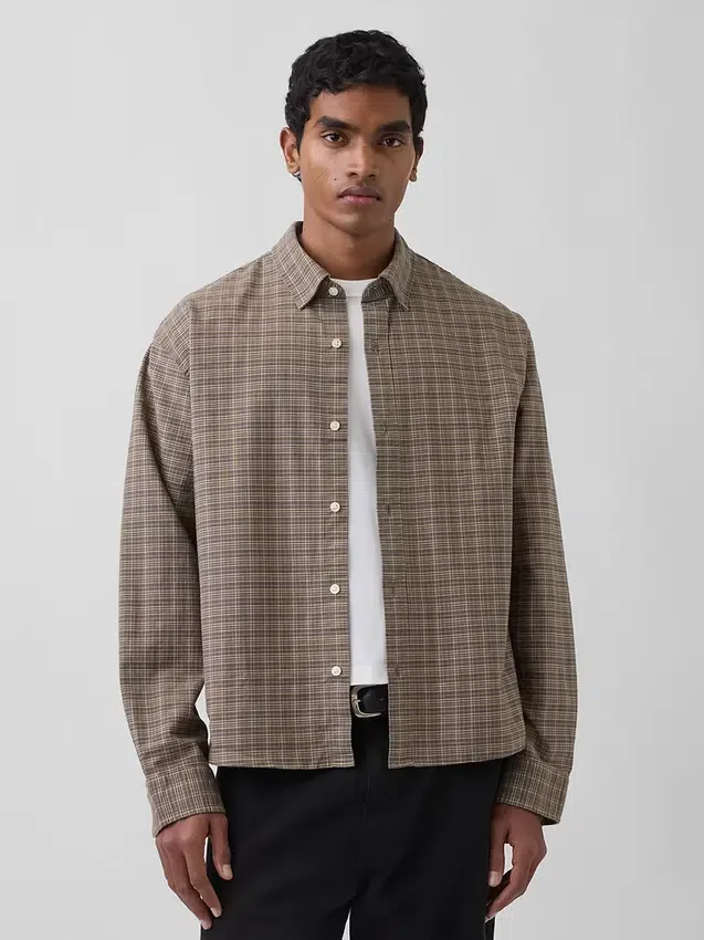 Camisas Oxford de corte relajado y largo corto con dobladillo recto