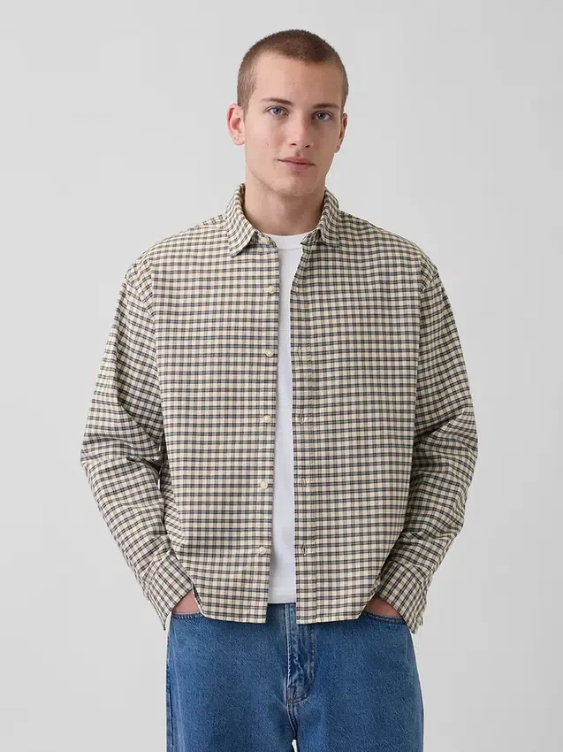 Camisas Oxford de corte relajado y largo corto con dobladillo recto