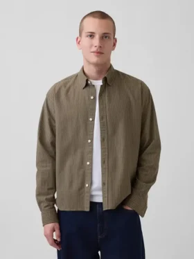 Camisas Oxford de corte relajado y largo corto con dobladillo recto