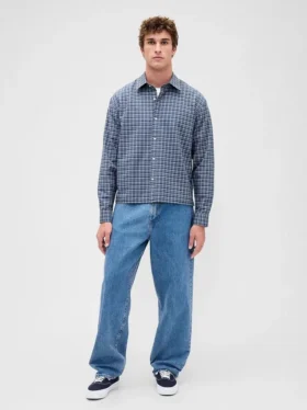 Camisas Oxford de corte relajado y largo corto con dobladillo recto