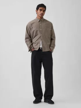 Camisas Oxford de corte relajado y largo corto con dobladillo recto