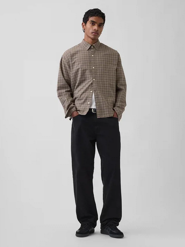 Camisas Oxford de corte relajado y largo corto con dobladillo recto