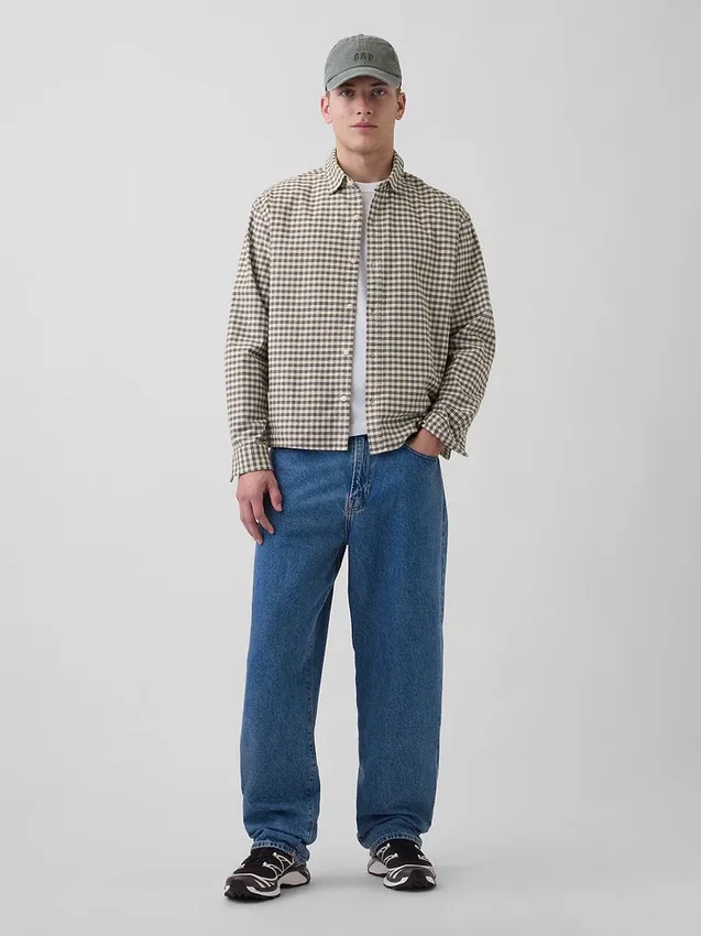 Camisas Oxford de corte relajado y largo corto con dobladillo recto
